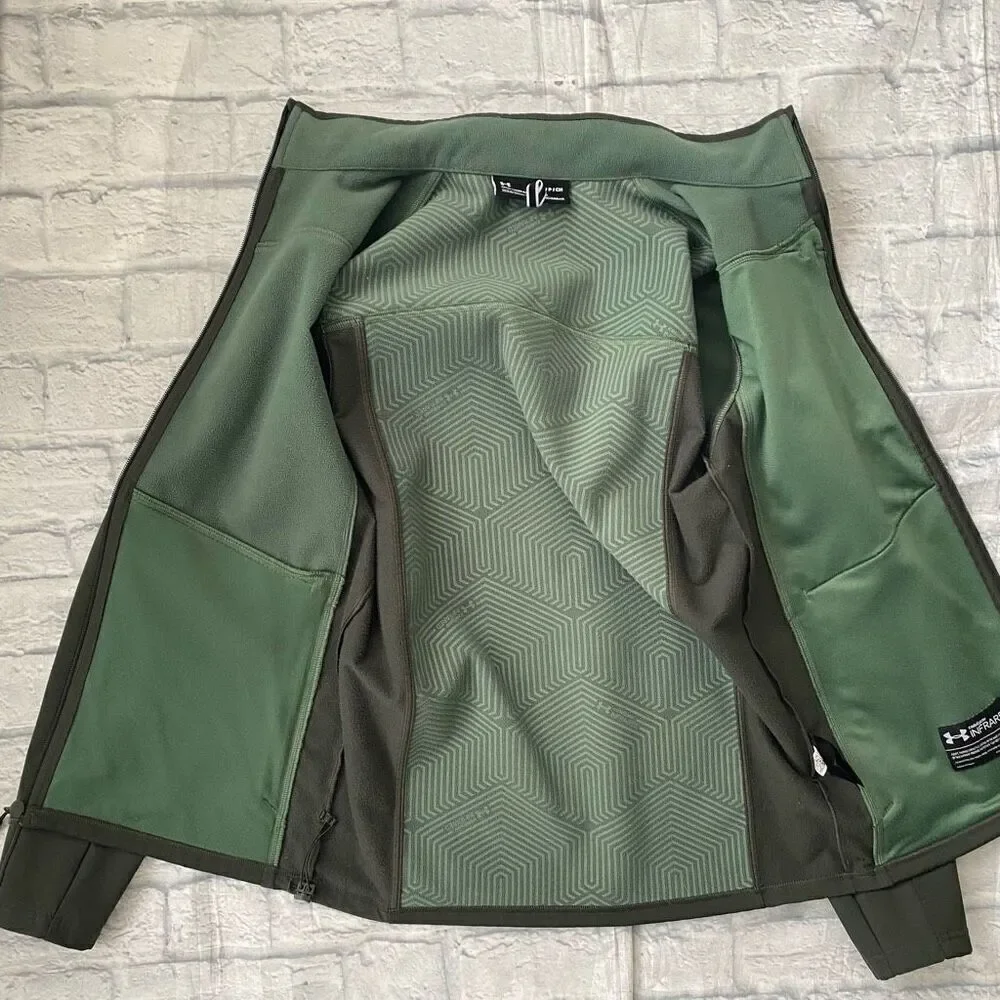 Under Armour men S cold gear Infrared fitted full zip jacket olive green - Picture 5 of 13